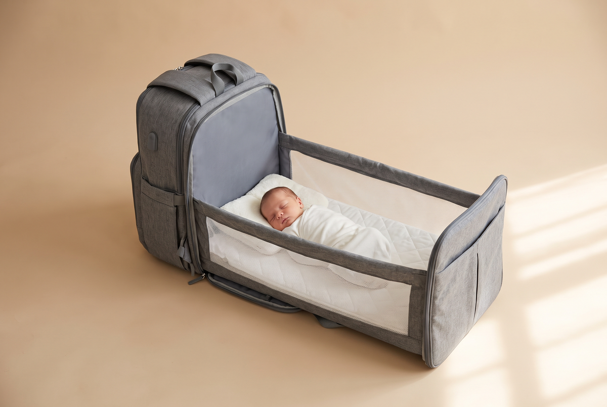 Nestcarry portable travel bassinet with baby